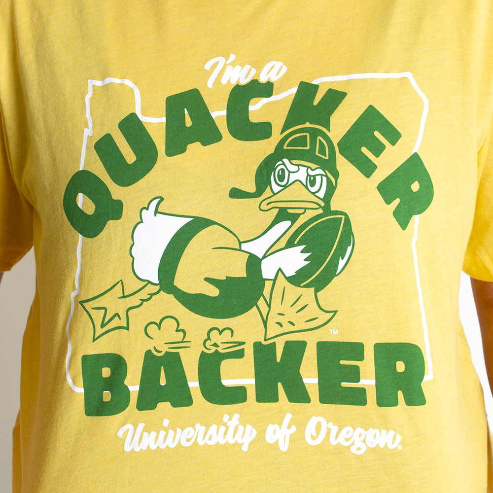 Ducks Spirit, Gold, Crew Neck, Men, Unisex, Football, Homefield, I'm a Quacker backer, Duck with Football, T-Shirt, 750999